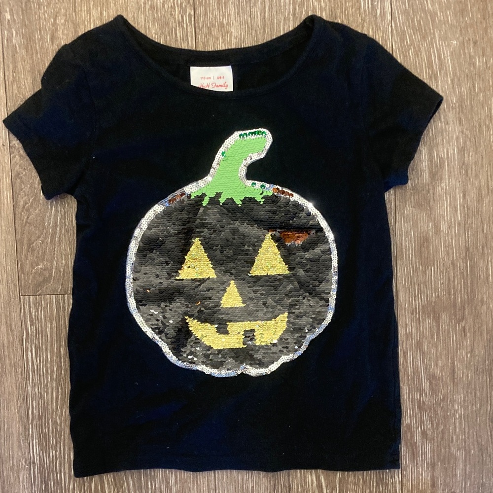 Halloween Pumpkin Sequin Kids Tee